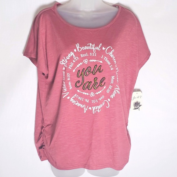 Joei & I Tops - Joei & I You Are Inspirational Scripture Embroidered Graphic Tee Shirt Sz L NWT